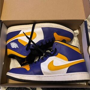 Nike High-Top Sneakers in Purple, Yellow, and White Jordan 1